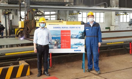 Damen hosts digital steel-cutting ceremony  for RoPax vessel