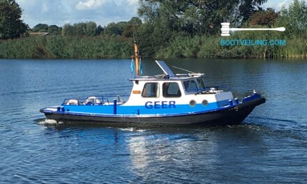 Eerste hybrideboot ‘Werkboot Geer’ uniek stuk op internationale bootveiling