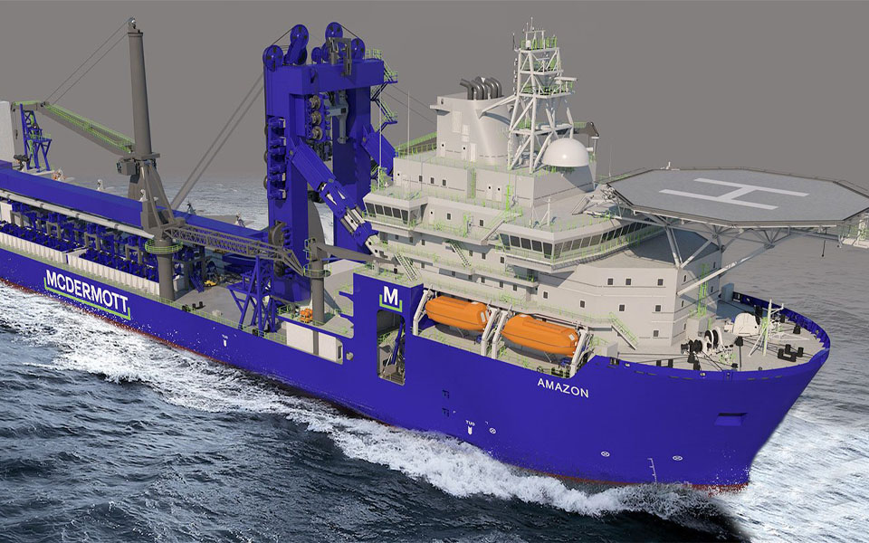 Royal IHC levert uniek J-lay schip AMAZON aan McDermott International